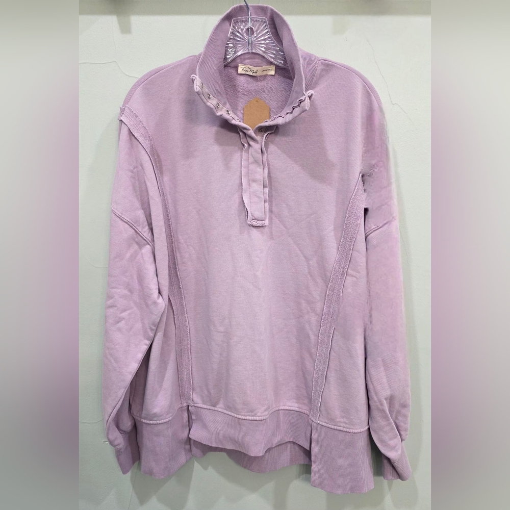 Women's Lavender Half Snap Sweatshirt